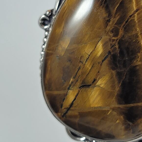 Handmade Silver Pendant With Tiger’s Eye & Rare Caribbean Larimar Gemstones - Picture 4 of 10